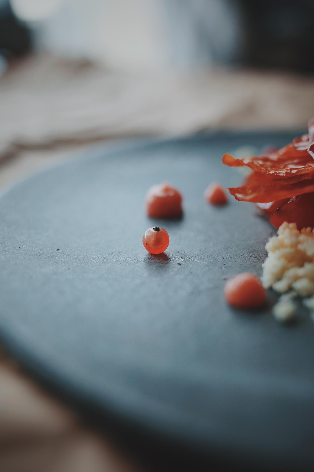 Close-up of plated modern cuisine