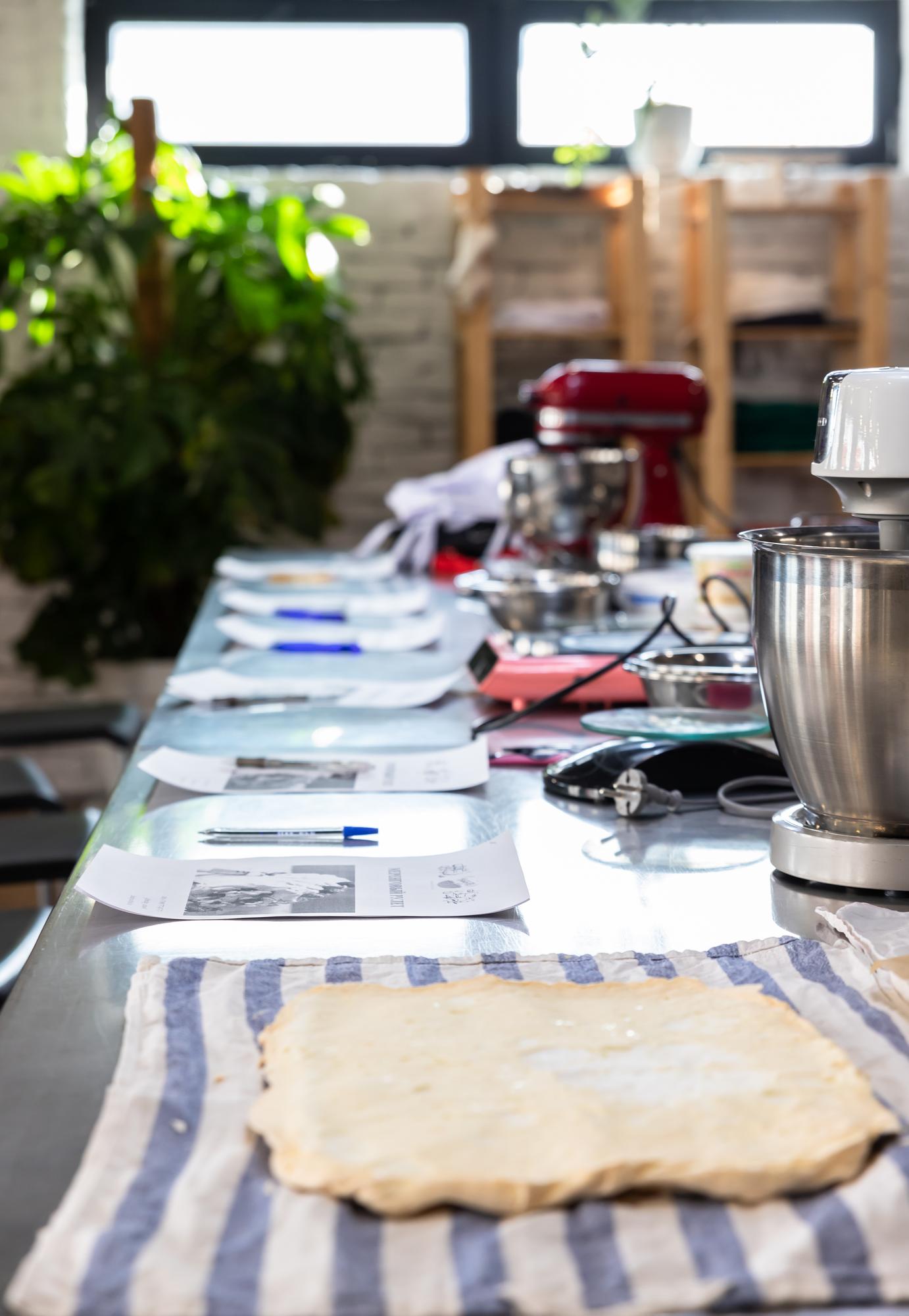 Workshop table with plated samples